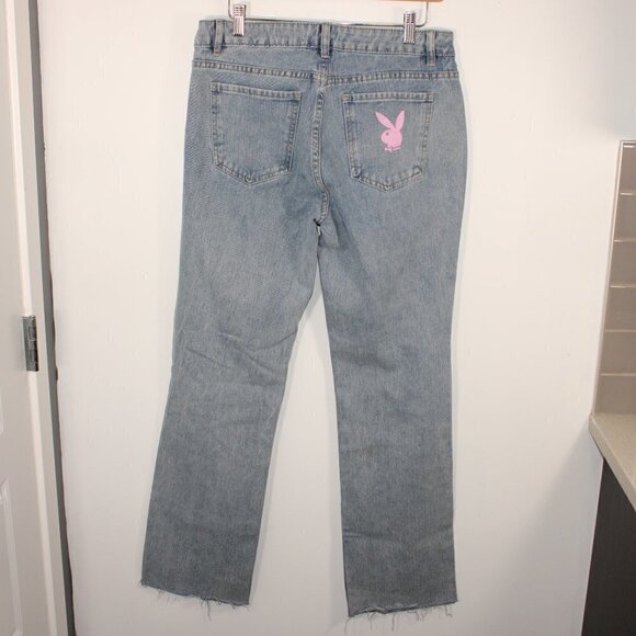3/$30 Playboy Light Wash Distressed Raw Hem Straight Leg Jeans 5 - Picture 2 of 4